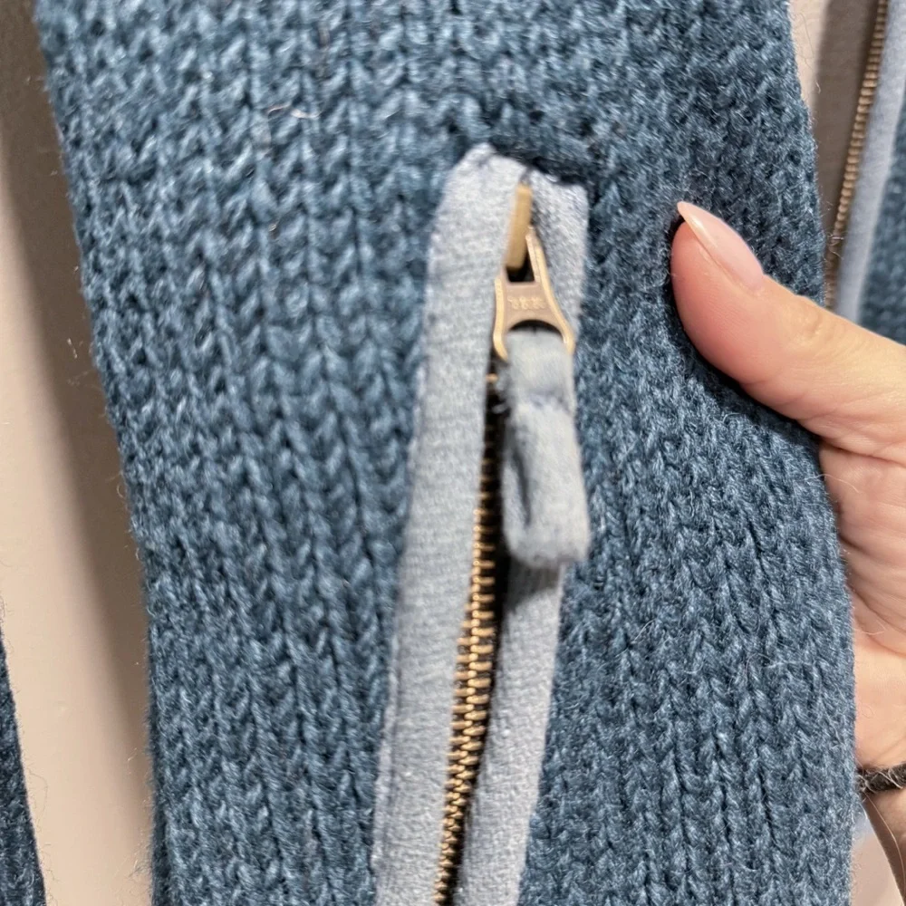 Vintage Laundromat Daisy Hand-Knit 100% Wool Fleece-Lined Hoodie - Women’s Small - Picture 15 of 15